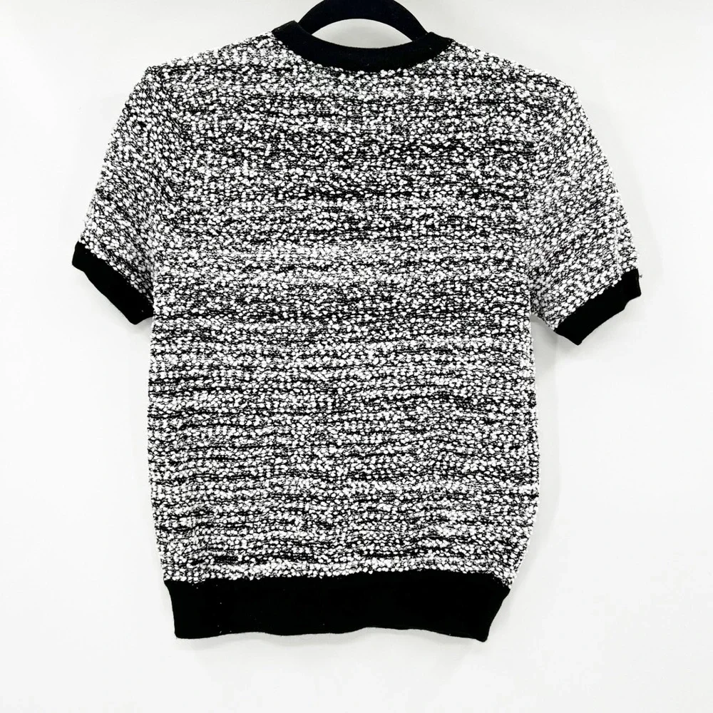 VICTORIA‎ BECKHAM FOR TARGET Black White Boucle Knit Short Sleeve Top XS